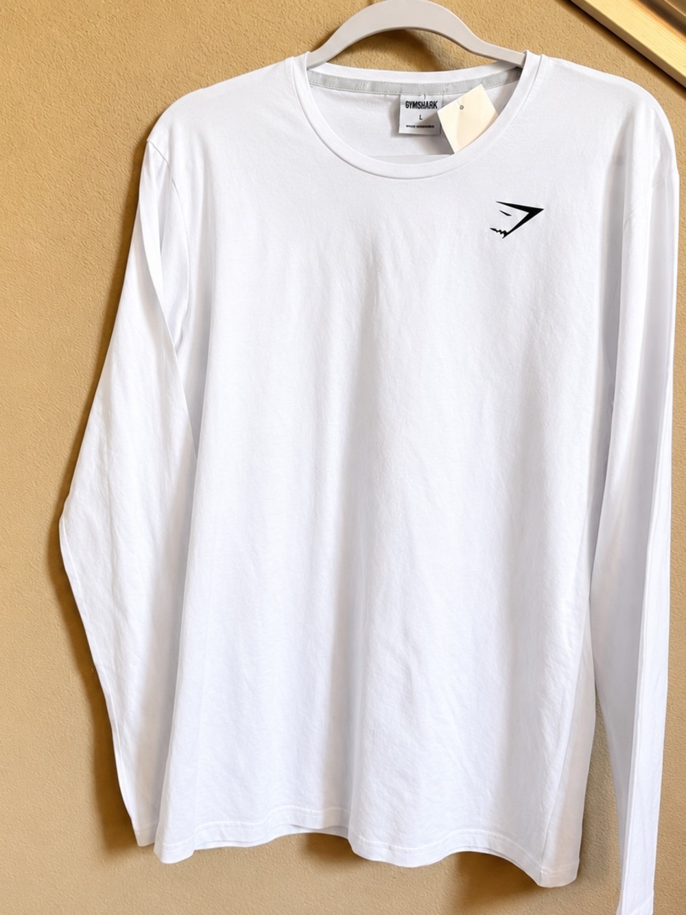 NEW Gymshark Sz L Men White Long Sleeve Shirt